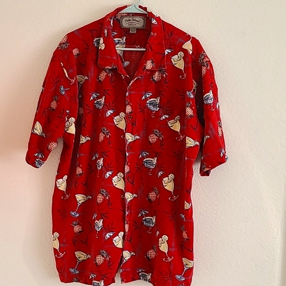 Palm Island Hawaiian Shirt Tropical Cocktail Cruise Resort Shirt Men's XXL Red - Picture 3 of 6